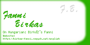 fanni birkas business card